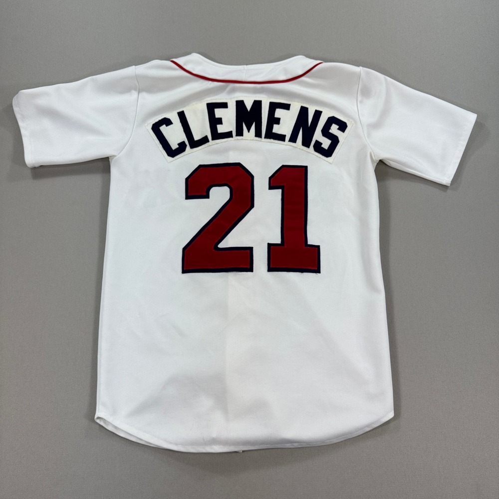 Boston Red Sox Jersey Men's Small‎ White Roger Clemens #21 Ravens Knit Baseball - Picture 2 of 7